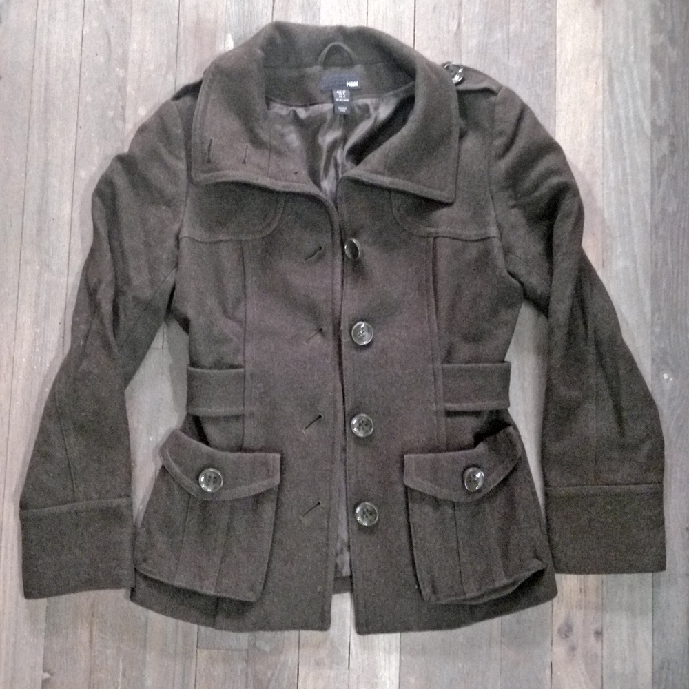 H&M Wool Military Style Coat Olive Green - Picture 8 of 11